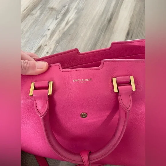 YSL Saint Laurent Classic Y Cabas Fuchsia Leather Satchel - Picture 7 of 16